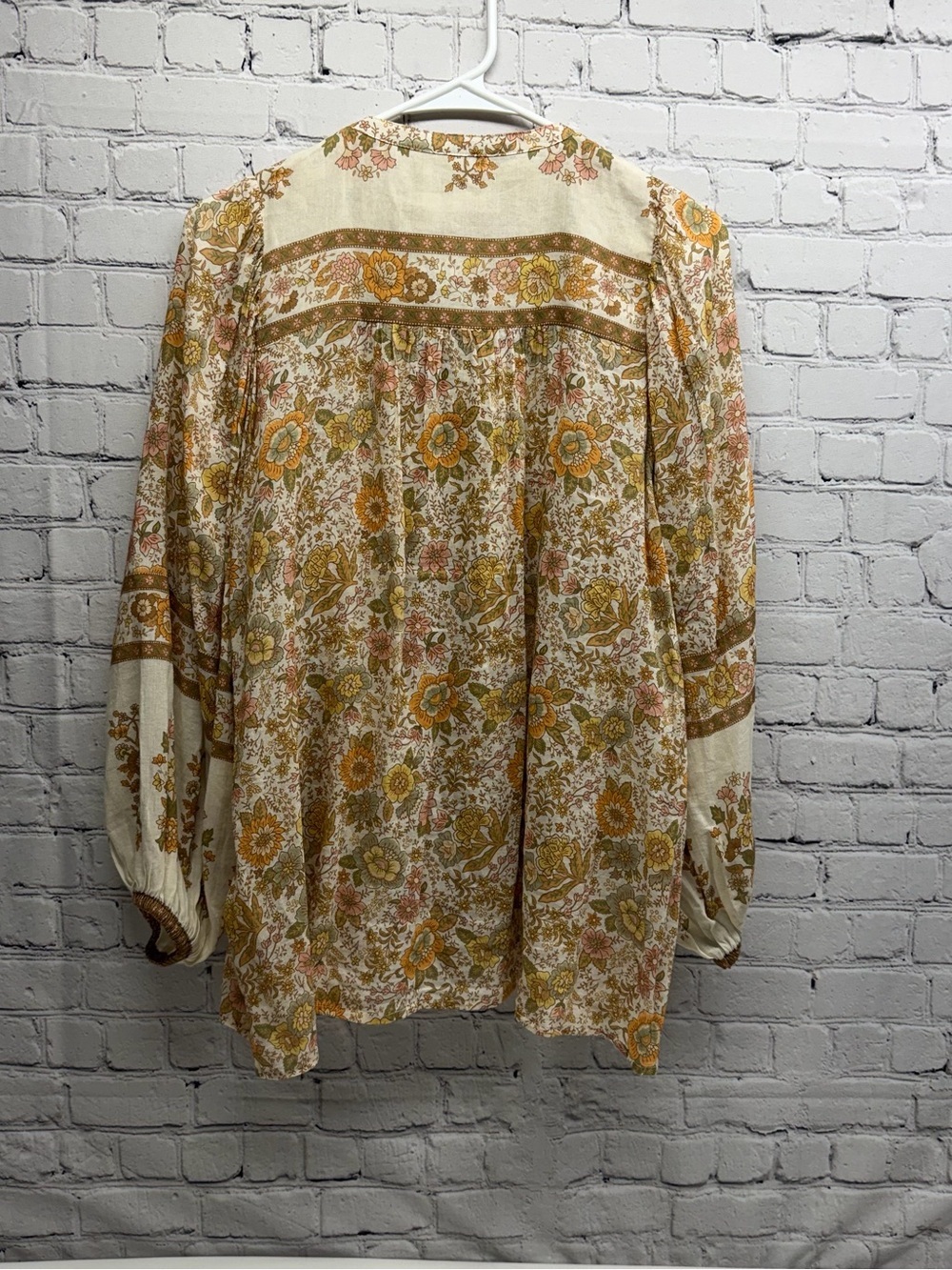 Spell & the Gypsy Boho Floral Tassel Blouse - Cream & Mustard sz Small - Picture 2 of 9